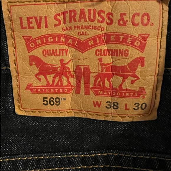 Levi’s Men’s Dark Denim 569 Loose Straight Leg Blue Jeans Size 38x30 - Picture 3 of 7